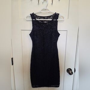 Sleeveless Maternity Navy Lace Midi Dress